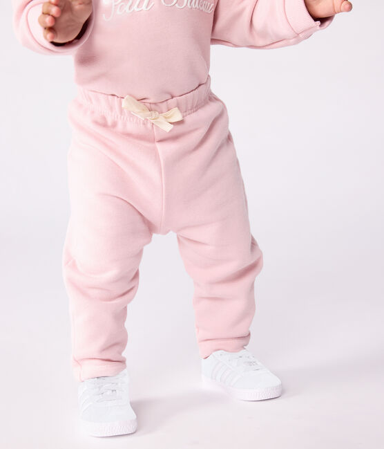 Pantaloni in cotone tinta unita neonato rosa JOLI