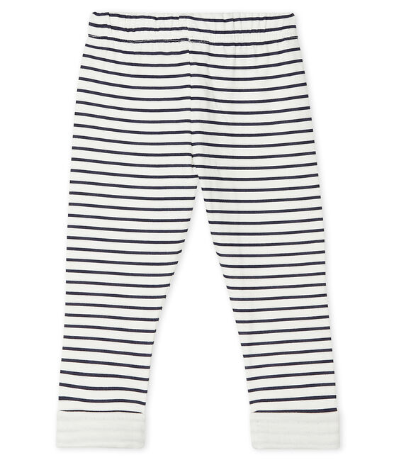 Pantalone bebè in tubique fantasia bianco MARSHMALLOW/blu SMOKING