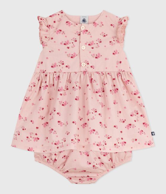 Abito senza maniche in cotone con bloomer abbinato neonata rosa JOLI/bianco MULTICO