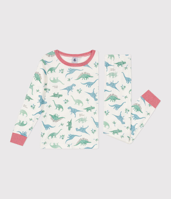 Pigiama in cotone con dinosauri stampati bambino bianco MARSHMALLOW/bianco MULTICO