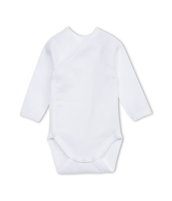 Body nascita unisex maniche lunghe tinta unita bianco ECUME