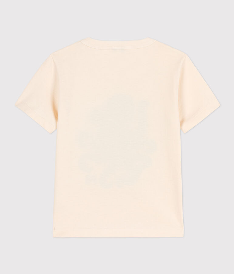 T-shirt bambino a maniche corte con floccaggio ecru