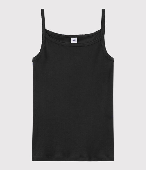 Canottiera con spalline iconica in cotone Donna nero NOIR