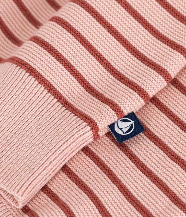 Maglione in cotone rigato da donna rosa/marrone
