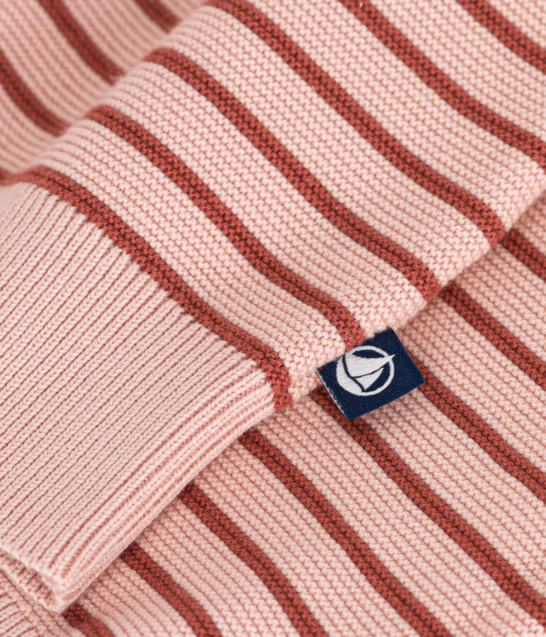 Maglione in cotone rigato da donna rosa/marrone