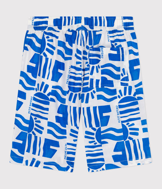 Bermuda corti in cotone con stampa bambino blu MARSHMALLOW/ PORCELANA