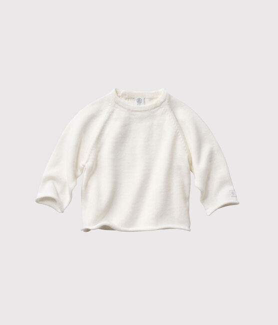 Cardigan bebé in lana e cotone bianco LAIT