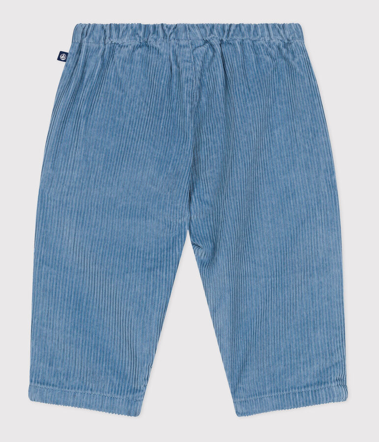 Pantaloni in velluto tinta unita neonato blu