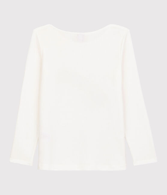 T-shirt bambina a maniche lunghe in cotone bianco MARSHMALLOW