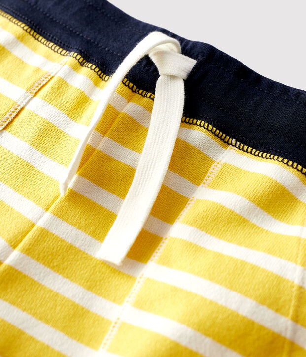 Bermuda in cotone bambino giallo/bianco