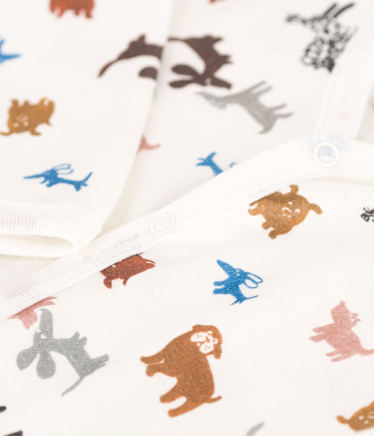 Pigiama beb&egrave; senza piedi in cotone bianco/marrone