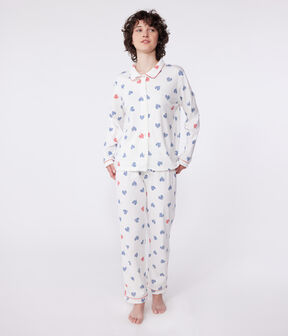 Pigiama da donna in cotone con bottoni e stampa a cuore - 2