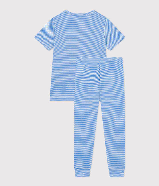 Pigiama bambino in cotone a righe DELPHINIUM/ MARSHMALLOW