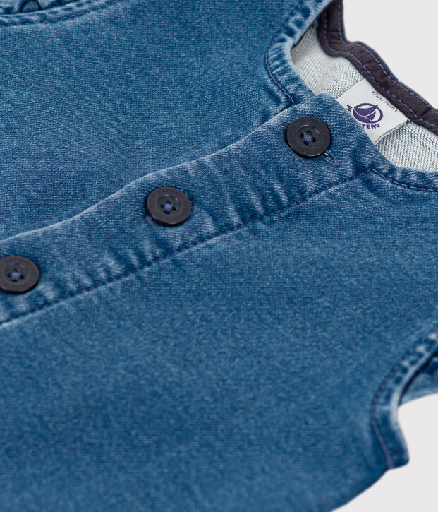 Tutina smanicata in denim beb&egrave; blu