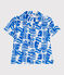 Camicia a maniche corte in cotone con stampa bambino blu MARSHMALLOW/ PORCELANA