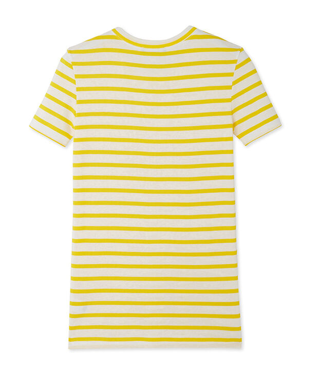 T-shirt donna in costina originale 1x1 rigata giallo/bianco