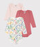 Set di 3 body a maniche lunghe in cotone a fiori neonato variante 1
