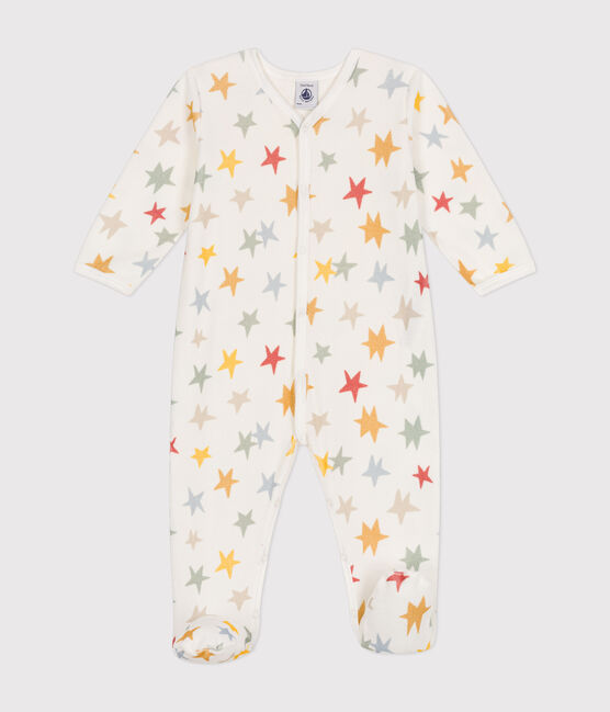 Pigiama in velluto con stampa a stelle neonato bianco MARSHMALLOW/bianco MULTICO