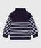 Felpa con mezza cerniera in cotone a righe bambino blu/bianco
