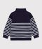 Felpa con mezza cerniera in cotone a righe bambino blu/bianco