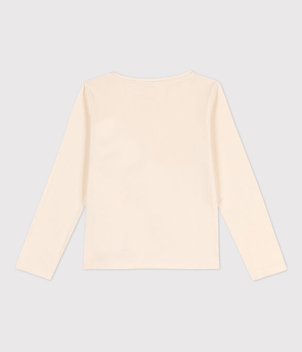 T-shirt a maniche lunghe in cotone bambino unisex ecru/arancione