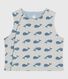 Cardigan senza maniche double face in cotone con stampa di balene neonato