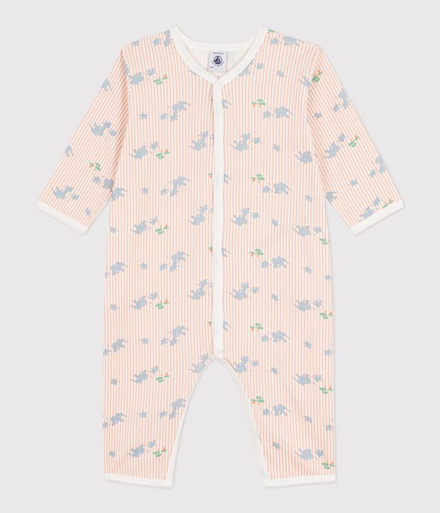 Pigiama senza piedini in cotone con elefanti stampati neonato bianco/multicolore