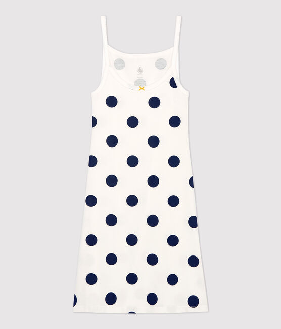 Abito con spalline a pois in cotone Donna bianco MARSHMALLOW/blu MEDIEVAL