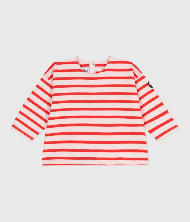 Top da marinaio per neonati in cotone spesso rosa/rosso