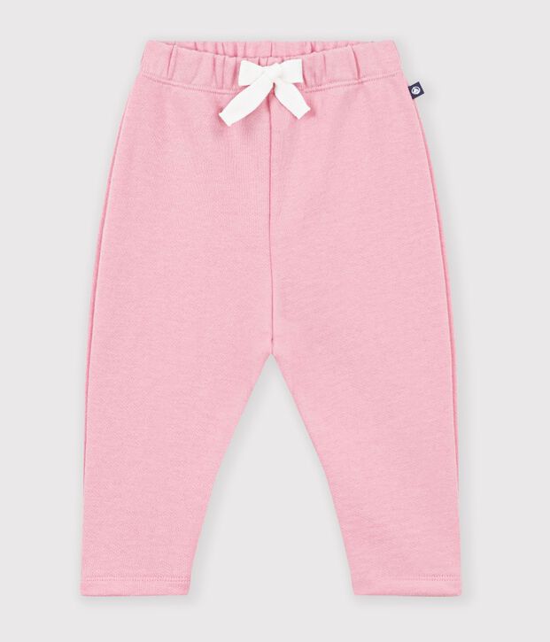 Joggers in cotone tinta unita neonato rosa