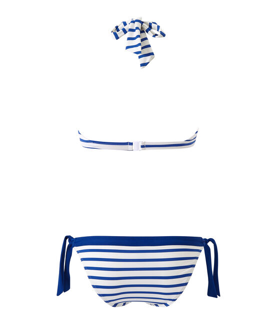 Costume da bagno 2 pezzi donna a righe bianco MARSHMALLOW/blu PERSE