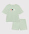 Pigiama short e t-shirt in cotone a tinta unita donna verde HERBIER