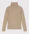 Dolcevita in cotone tinta unita donna beige