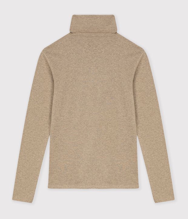 Dolcevita in cotone tinta unita donna beige