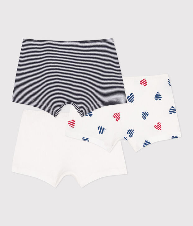 Set di 3 shorty lunghi in cotone con stampa a cuori bambino multicolore