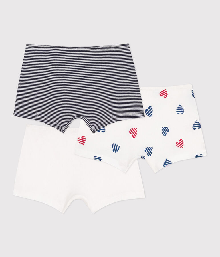Set di 3 shorty lunghi in cotone con stampa a cuori bambino multicolore
