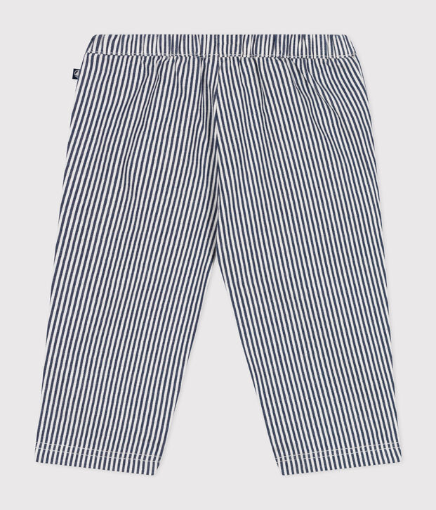 Pantaloni in tela neonato blu/bianco