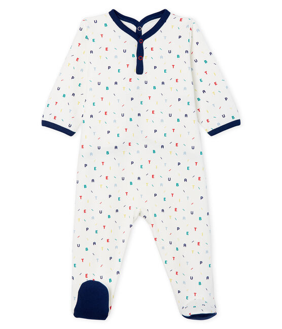 Tutina bebé maschio in molleton bianco MARSHMALLOW/bianco MULTICO