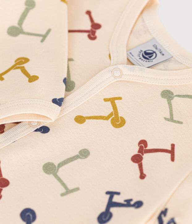 Pigiama beb&egrave; senza piedi in cotone ecru/blu