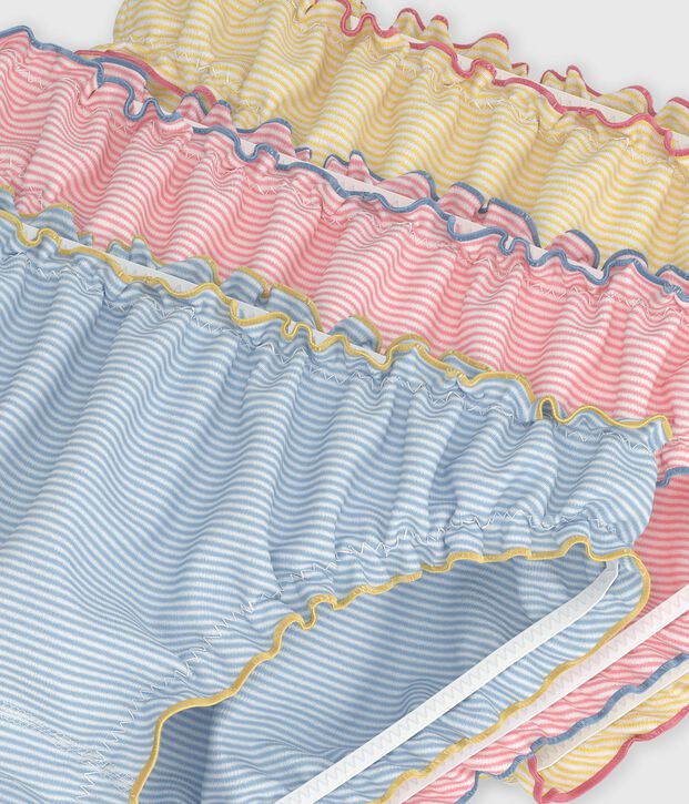 Set di slip arricciati in cotone a righe bambina multicolore