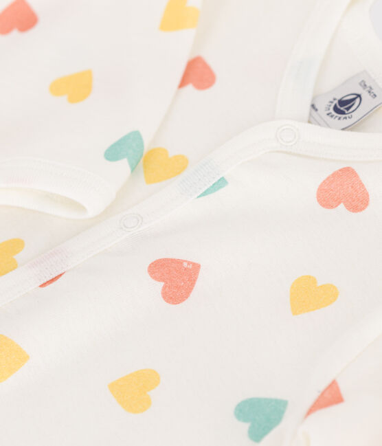 Pigiama senza piedini in cotone a cuori neonato bianco MARSHMALLOW/bianco MULTICO