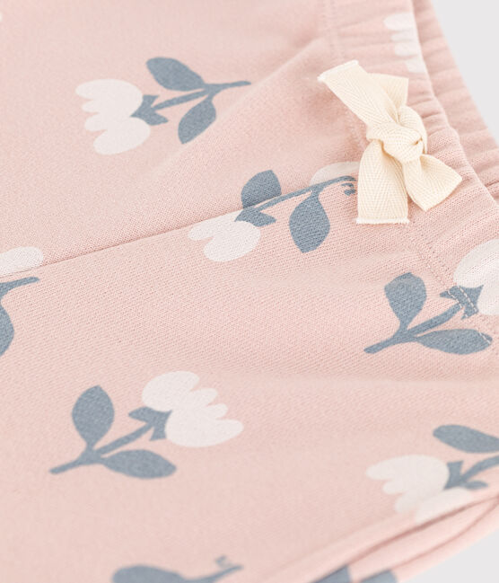 Pantaloni bebè felpati fantasia  rosa SALINE/bianco MULTICO