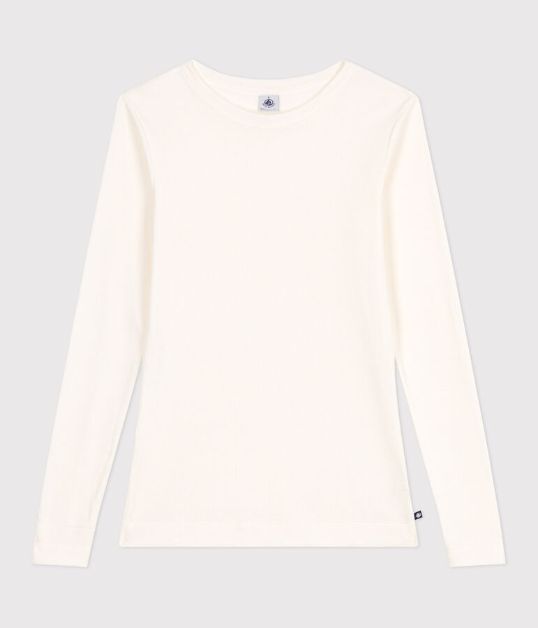 T-shirt L'Iconique a maniche lunghe in misto lana e cotone donna ecru