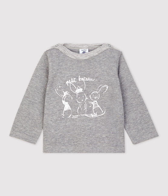 T-shirt a manica lunga bebè maschio a righe grigio SUBWAY CHINE
