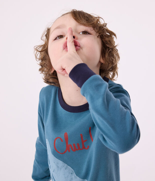 Pigiama a maniche lunghe in cotone con dinosauro bambino verde