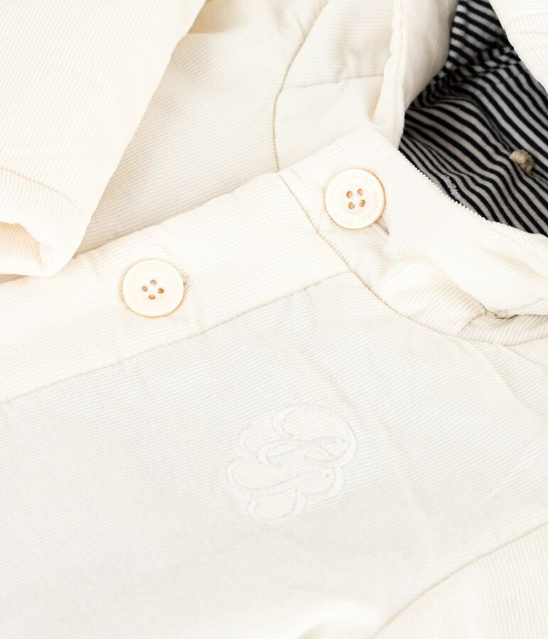 Giacca imbottita in velluto ricamato con fodera millerighe neonato ecru