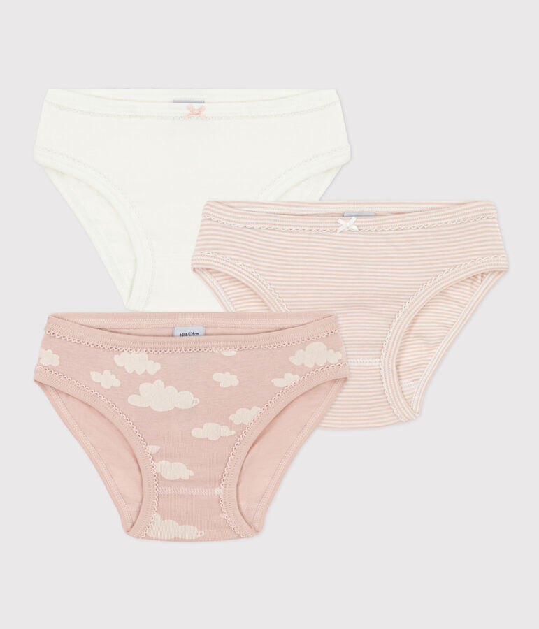 Confezione da 3 slip bambina in cotone nuvole multicolore