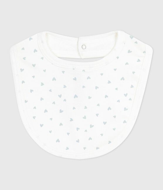 Bavaglino nascita in cotone con stampa blu MARSHMALLOW/bianco GOMME