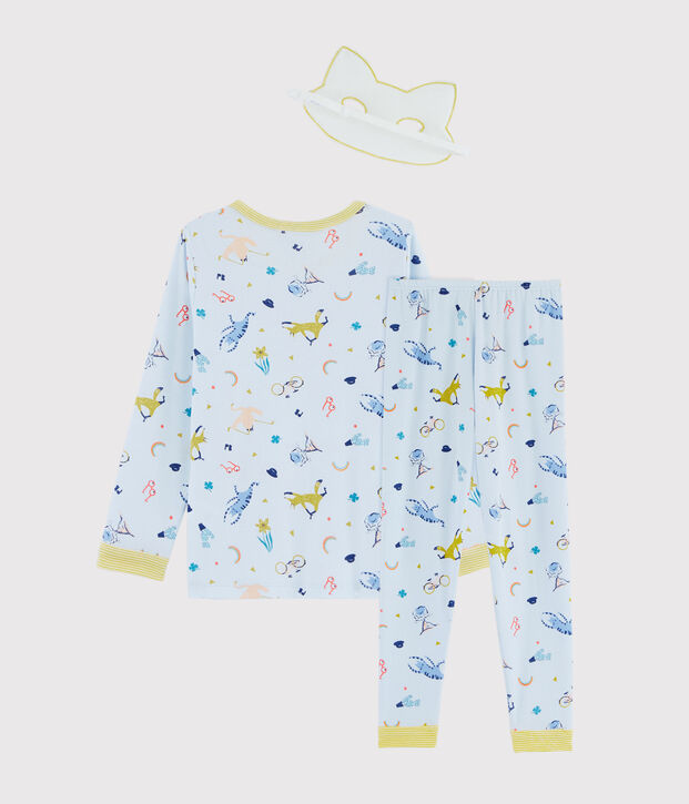 Pigiama maschera volpe bambino a costine blu/multicolore