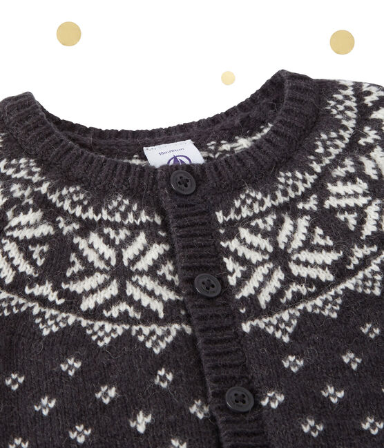 Cardigan jacquard per bebé in misto lana grigio CAPECOD/bianco MULTICO